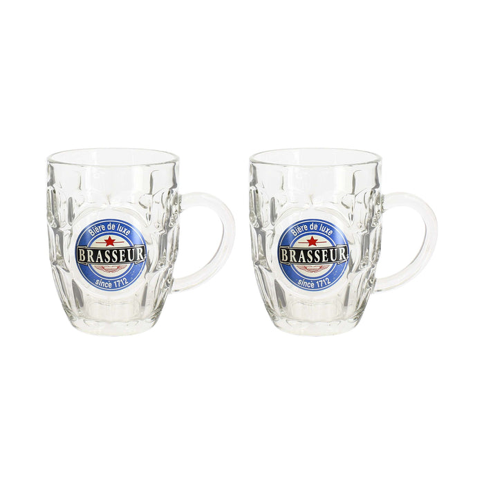 Lot de 2 Bocks à Bière Brasseur 54cl en Verre