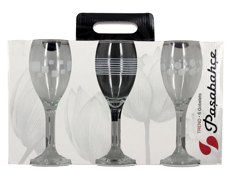 Lot de 6 Verres à Pied Graphisme 24.5cl Satiné Mat