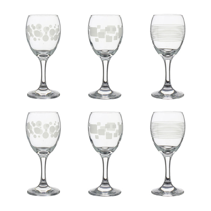 Lot de 6 Verres à Pied Vin Graphisme 20.5cl Satiné Mat