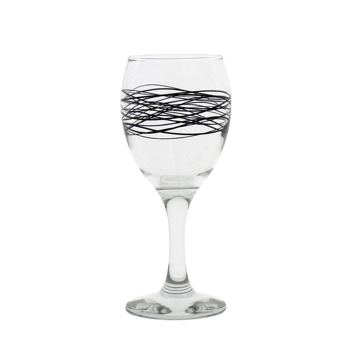 Lot de 6 Verres à Pied Serpentin 24.5cl en Verre avec Ligne Noire