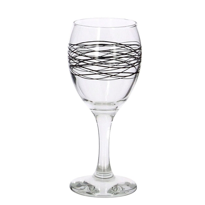 Lot de 6 Verres à Pied Serpentin 20.5cl en Verre avec Ligne Noire