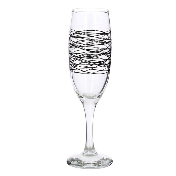 Lot de 6 Flûtes Serpentin 22cl en Verre avec Ligne Noire