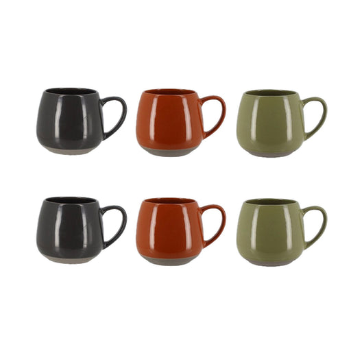 Lot de 6 Mugs Terra 40cl en Grès 3 Couleurs Assorties