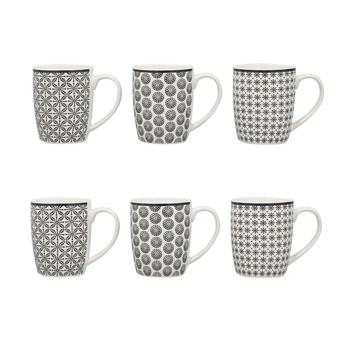 Lot de 6 Mugs Graphik 32cl en Porcelaine New Bone