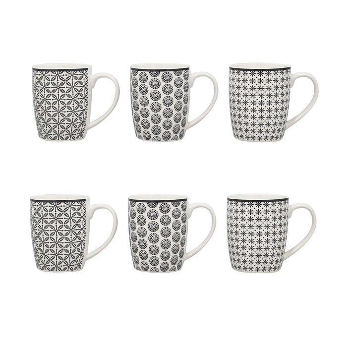 Lot de 6 Mugs Graphik 32cl en Porcelaine New Bone