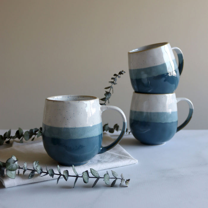 Lot de 6 Mugs Riga Bleu 44cl en Grès