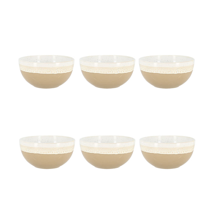 Lot de 6 Bols Riga Beige 57cl en Grès