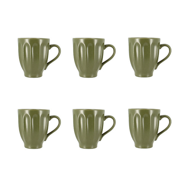 Lot de 6 Mugs Bistrot 280ml en Faïence Kaki