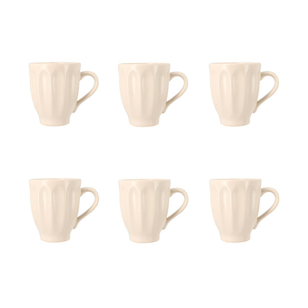 Lot de 6 Mugs 280ml en Faïence Crème Bistrot