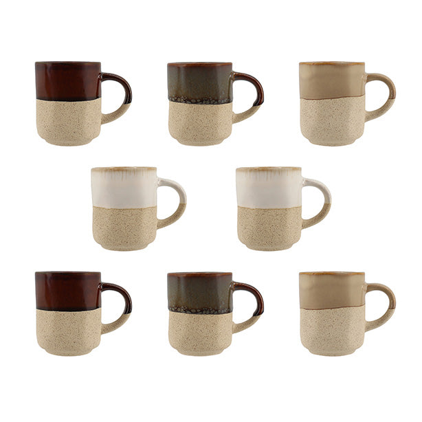 Lot de 8 Tasses Macchiato 10cl - Autres Céramiques - 4 Couleurs Assorties