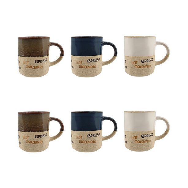 Lot de 6 Mugs Macchiato 34cl en Autres Céramiques - 3 Couleurs Assorties