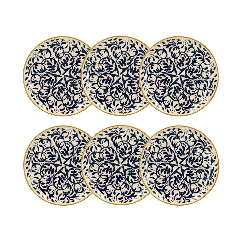 Lot de 6 assiettes plates Héraclée 27cm en grès décor bleu