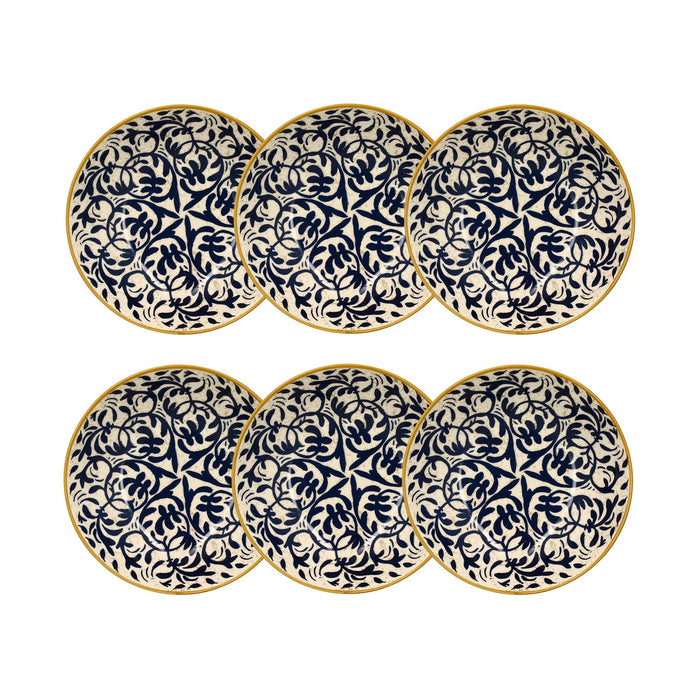 Lot de 6 assiettes creuses Héraclée 20cm en grès décor bleu