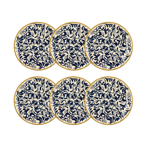 Lot de 6 assiettes à dessert Héraclée 19cm en grès décor bleu