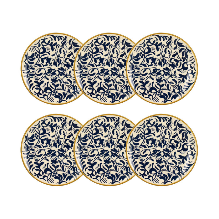 Lot de 6 assiettes à dessert Héraclée 19cm en grès décor bleu