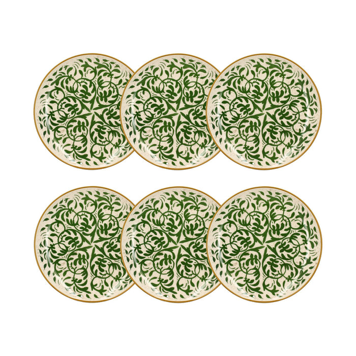 Lot de 6 assiettes plates Héraclée 27cm en grès décor vert