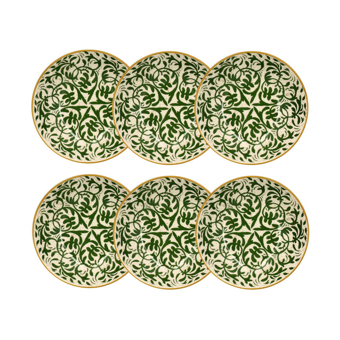 Lot de 6 assiettes creuses Héraclée 20cm en grès décor vert