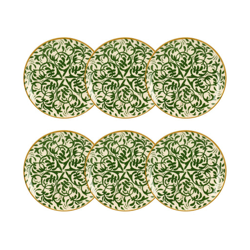 Lot de 6 assiettes à dessert Héraclée 19cm en grès décor vert