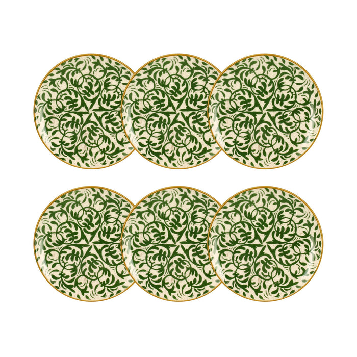 Lot de 6 assiettes à dessert Héraclée 19cm en grès décor vert