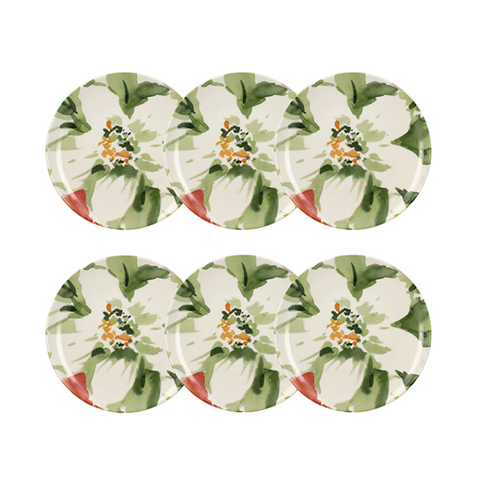 Lot de 6 assiettes à dessert 20cm en porcelaine Floralux