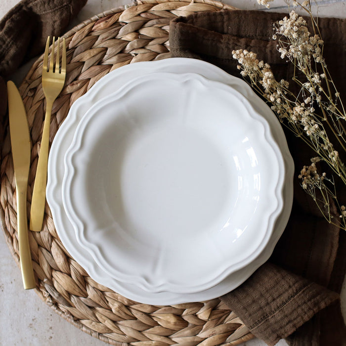 Lot de 6 assiettes plates Charlotte 26cm en grès blanc