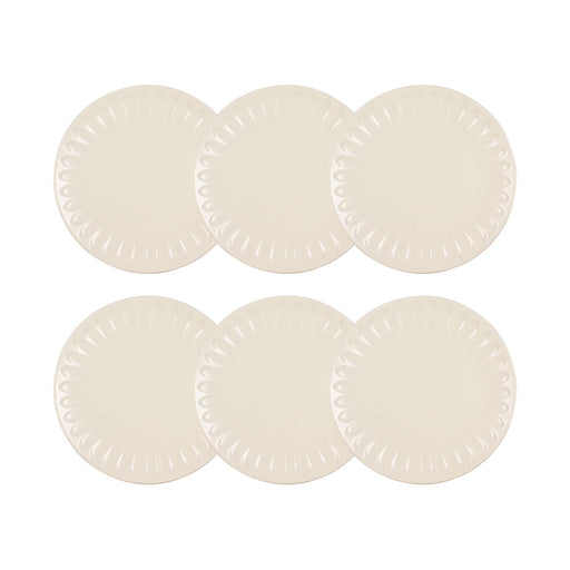 Lot de 6 assiettes plates Bistrot 27cm en faïence crème