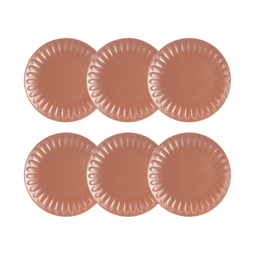 Lot de 6 assiettes plates Bistrot 27cm en faïence terracotta