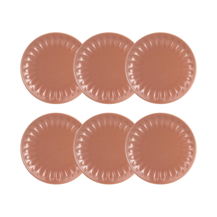 Lot de 6 assiettes à dessert Bistrot 21cm en faïence terracotta