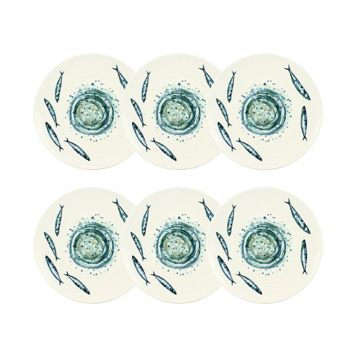 Lot de 6 assiettes plates Sardine 27cm en faïence