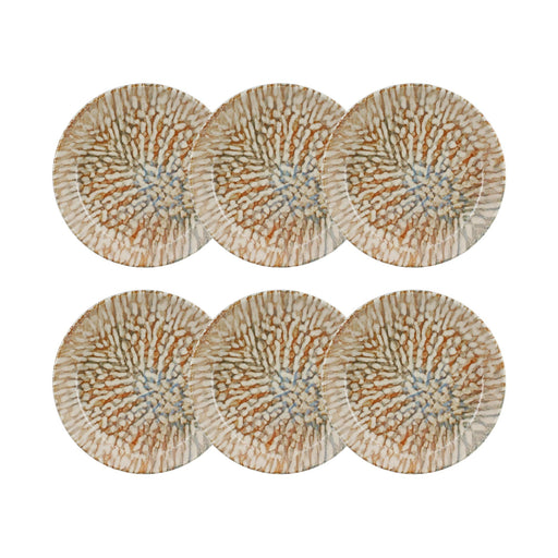 Lot de 6 assiettes creuses Ambre 20.5cm en grès marron et beige