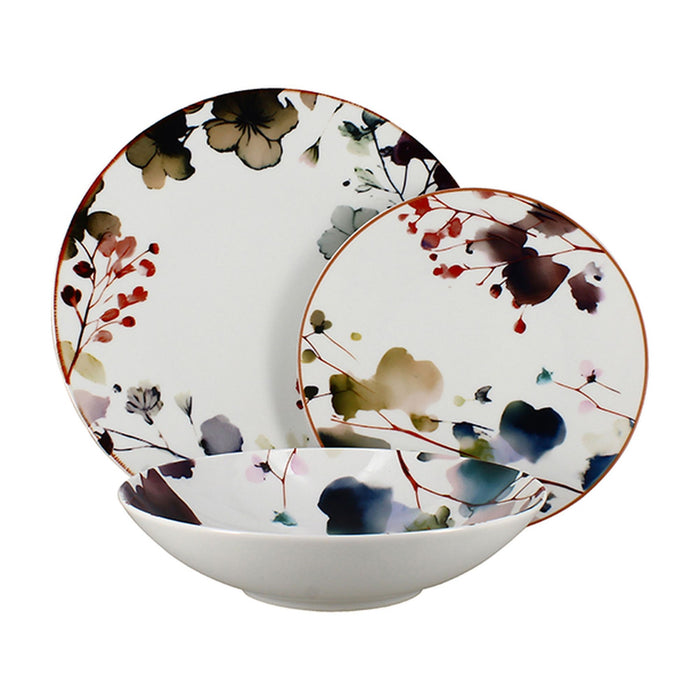 Lot de 6 assiettes plates 27cm en porcelaine Aquarelle