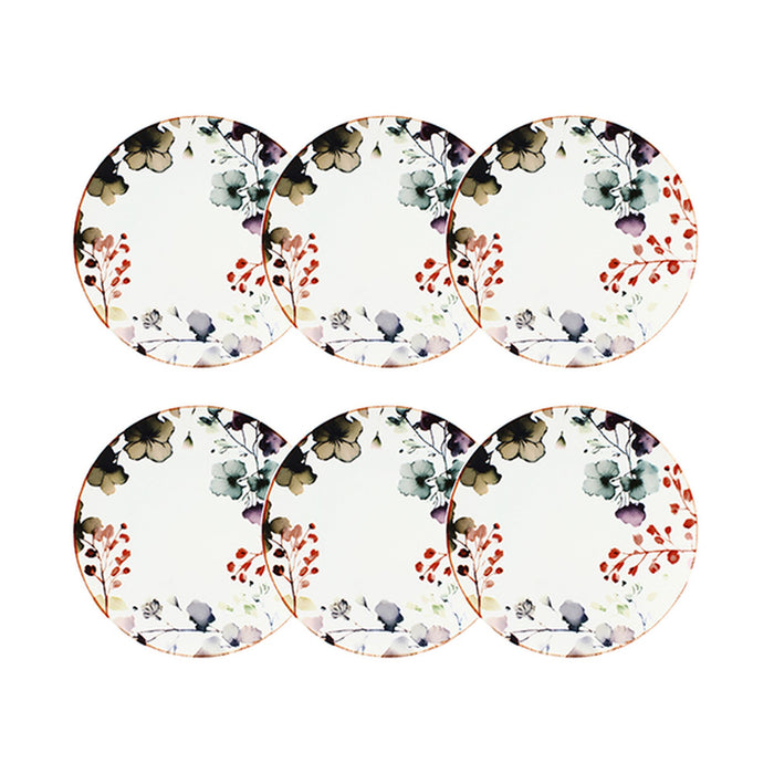 Lot de 6 assiettes plates 27cm en porcelaine Aquarelle